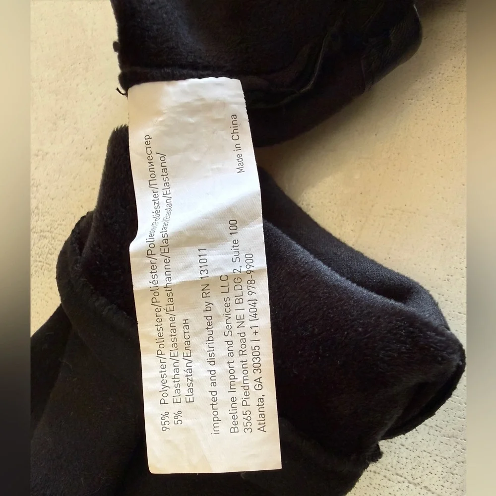 Black Faux Leather Bow Cuff Lined Gloves Women’s Winter